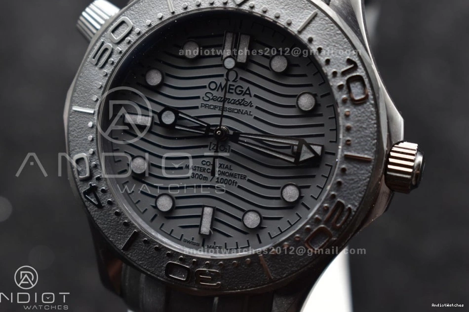 1066 43.5mm on Black Dial Black Best 1:1 Ceramic VSF Edition Strap Black Rubber Durable Seamaster A 300m 0430